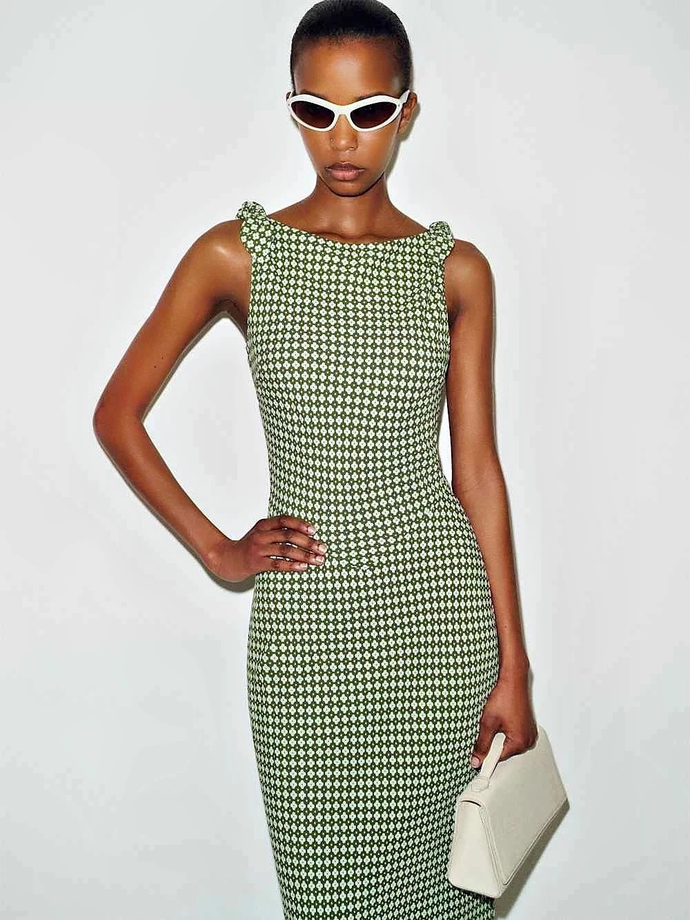 Reformation Sorrel Dress Floral Midi Green & White Medium - Picture 8 of 8